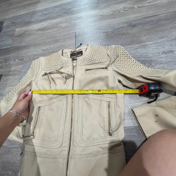 Roberto Cavalli Tan Leather Jacket Size 40 - Picture 3 of 10